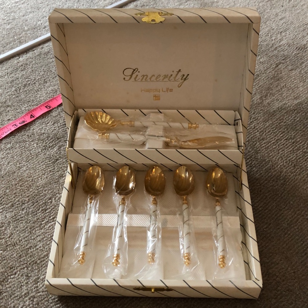 Vintage tea cup spoon and knife sets